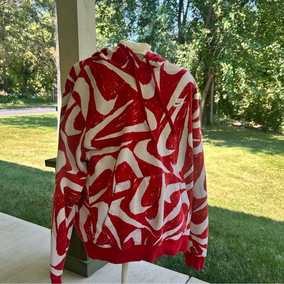 Nike Red and White Swoosh Hoodie - Picture 1 of 7